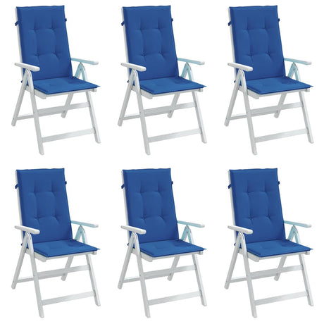 Vidaxl Garden Stol Puder 6 st Høj back 120x50x3 cm Stof Royal Blue