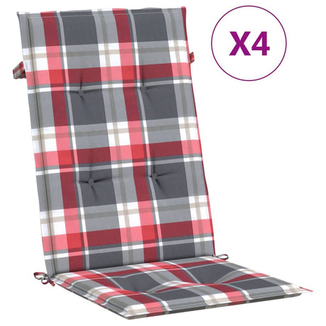 Vidaxl Garden Stol Puder 4 PCS 120x50x3 cm Stof Diamond Mønster Rød