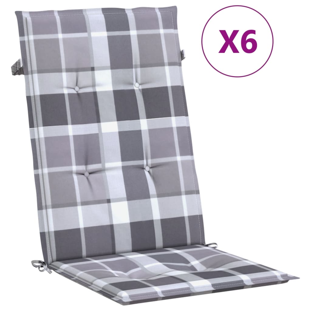 Vidaxl Garden Stol Puder 6 PCS 120x50x3 cm Stof Diamond Mønster Grå