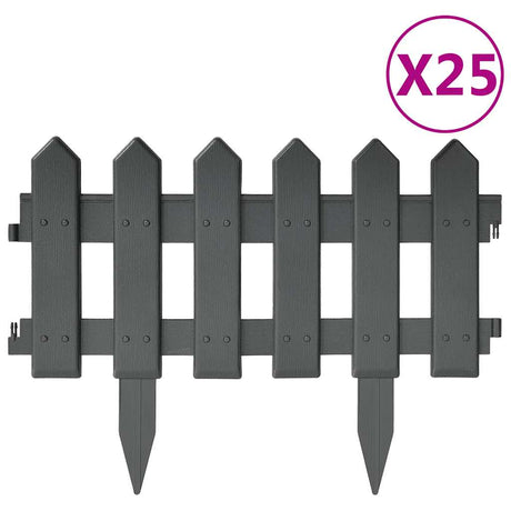Vidaxl Gazon kanter 25 st 10 m pp anthracite -farvet