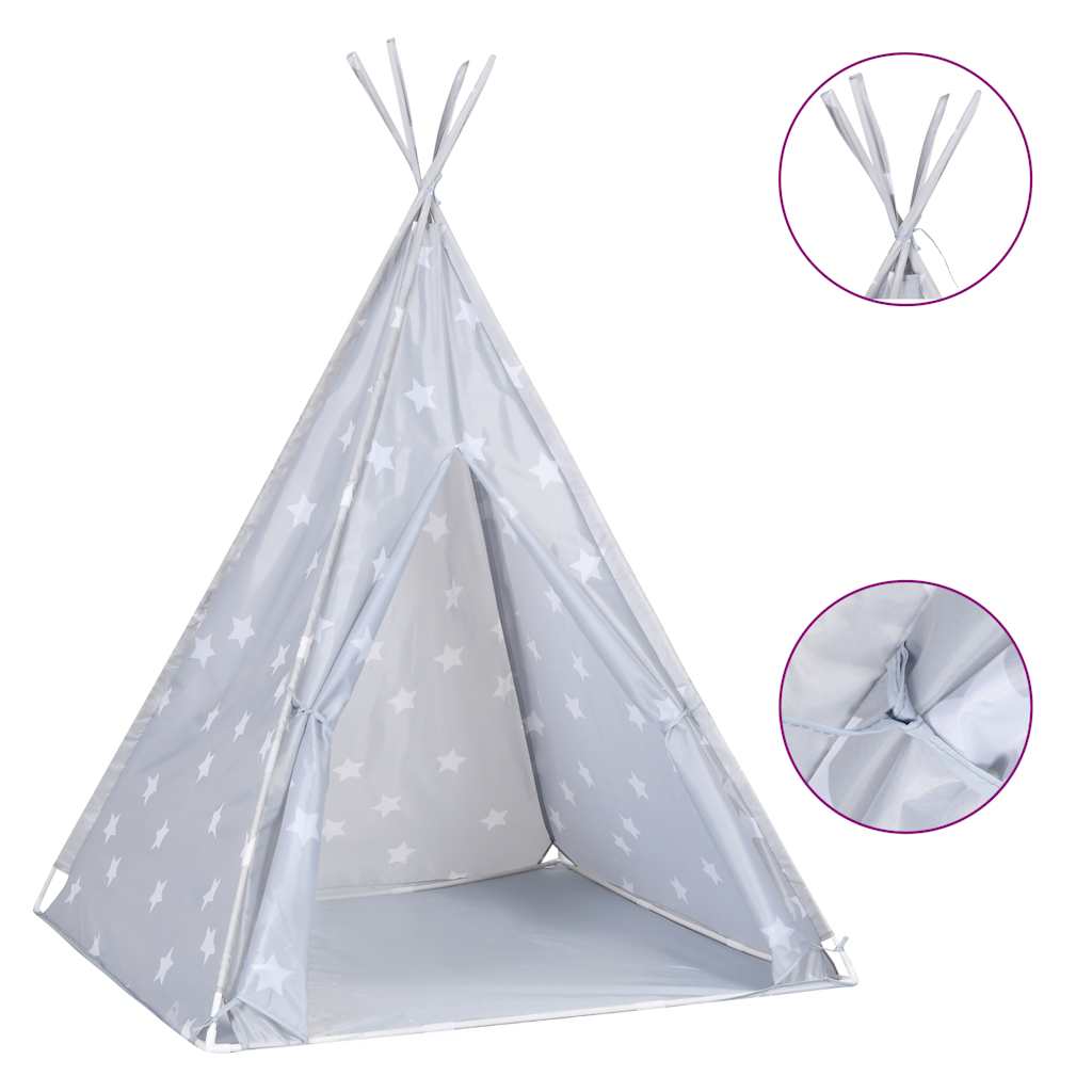 Vidaxl kindertipitent met tas 115x115x160 cm polyester grijs