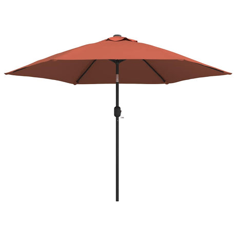 Vidaxl -parasol med LED -belysning og stålstang 300 cm terracotta