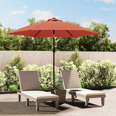 Vidaxl -parasol med LED -belysning og stålstang 300 cm terracotta