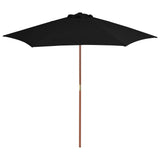Vidaxl -parasol med træpol 270 cm sort