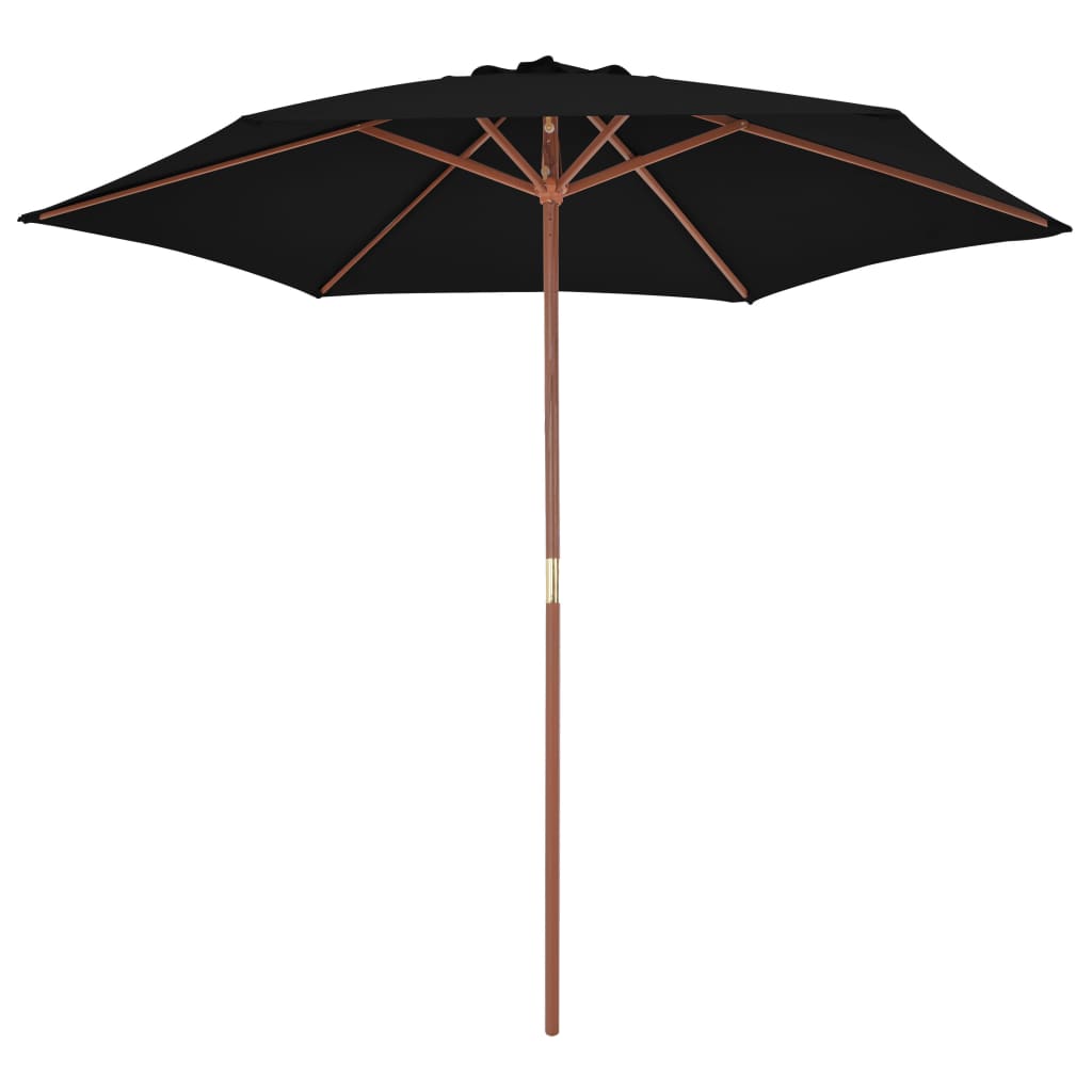 Vidaxl -parasol med træpol 270 cm sort