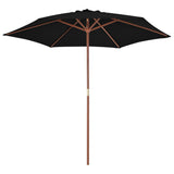 Vidaxl -parasol med træpol 270 cm sort