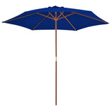 Vidaxl -parasol med træpol 270 cm blå