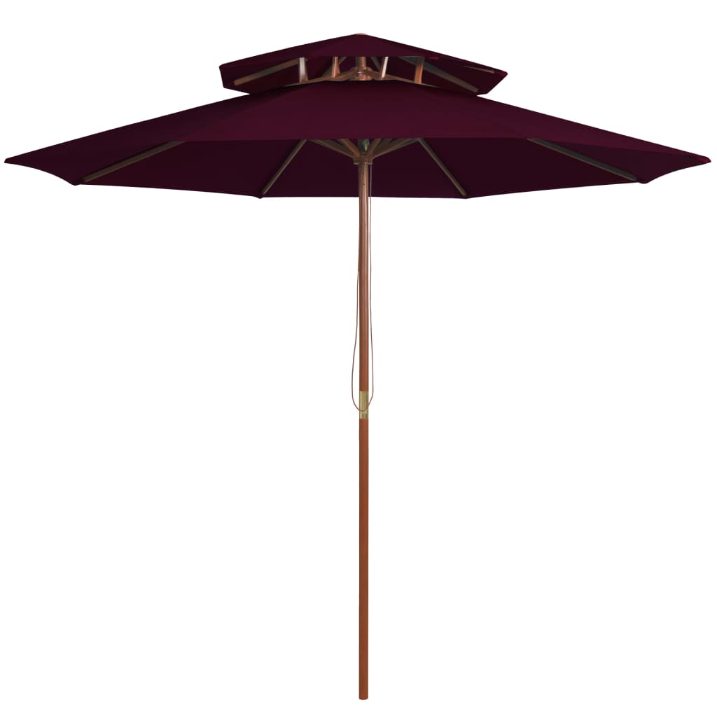 Vidaxl Parasol Double Decker med træpol 270 cm Bordeaux rød