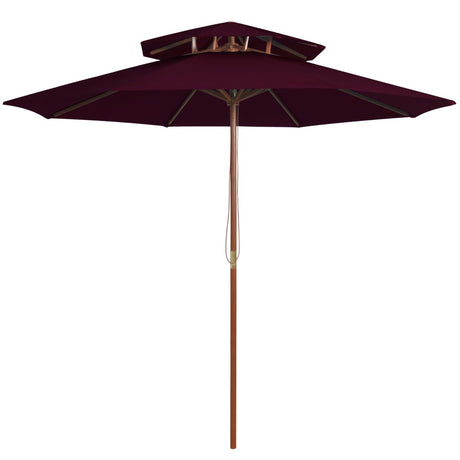Vidaxl Parasol Double Decker med træpol 270 cm Bordeaux rød