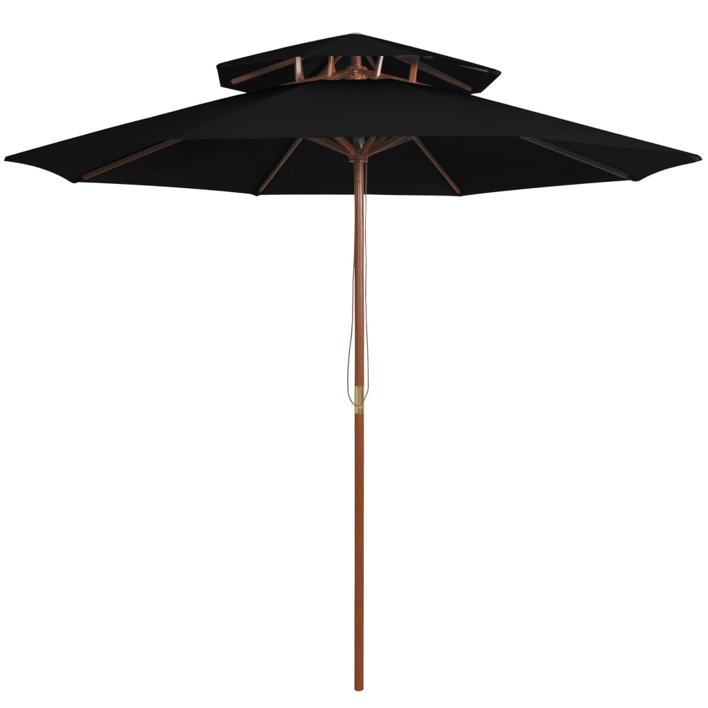 Vidaxl Parasol Double Decker med træpol 270 cm sort