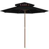 Vidaxl Parasol Double Decker med træpol 270 cm sort