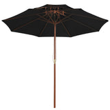 Vidaxl Parasol Double Decker med træpol 270 cm sort