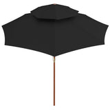 Vidaxl Parasol Double Decker med træpol 270 cm sort