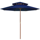 Vidaxl Parasol Double Decker med træpol 270 cm blå