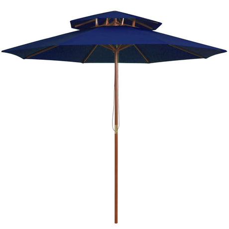 Vidaxl Parasol Double Decker med træpol 270 cm blå
