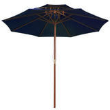 Vidaxl Parasol Double Decker med træpol 270 cm blå