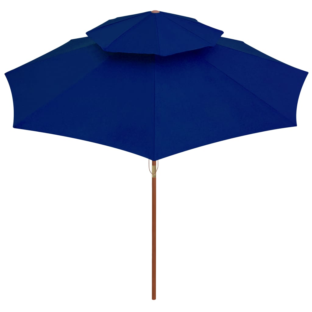 Vidaxl Parasol Double Decker med træpol 270 cm blå