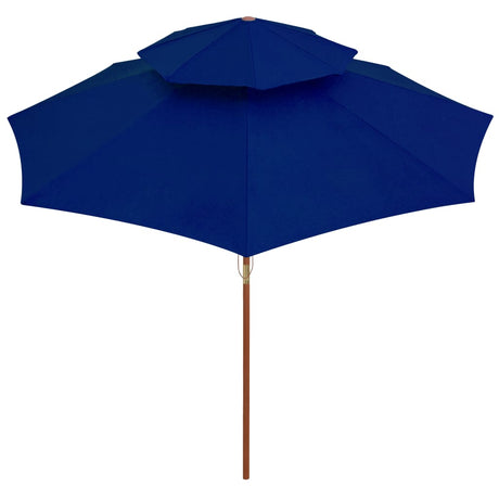 Vidaxl Parasol Double Decker med træpol 270 cm blå
