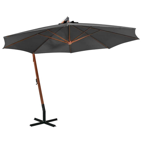 Vidaxl Flydende parasol med pol 3,5x2,9 m fast fyrretræ antracit