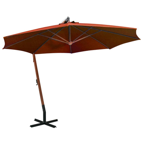 Vidaxl Floating Parasol med pol 3,5x2,9 m fast fyrretræ terracotta