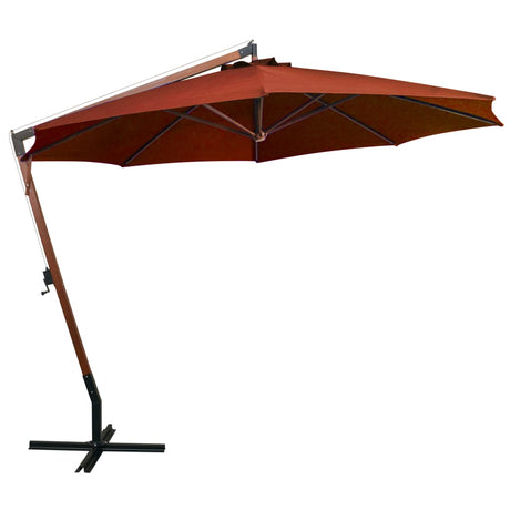 Vidaxl Floating Parasol med pol 3,5x2,9 m fast fyrretræ terracotta