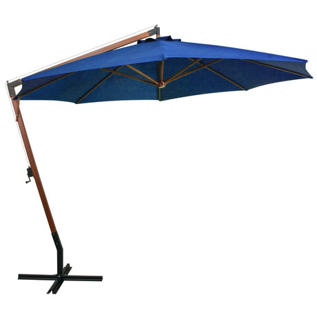 Vidaxl Floating Parasol med pol 3,5x2,9 m fast fyrretræ -Blå azurblå
