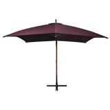 Vidaxl Floating Parasol med pol 3x3 m Solid Vurenhout Bordeaux rød