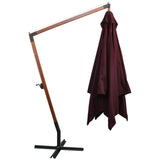 Vidaxl Floating Parasol med pol 3x3 m Solid Vurenhout Bordeaux rød
