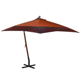 Vidaxl Floating Parasol med pol 3x3 m fast fyrretræ -træ terracotta lys