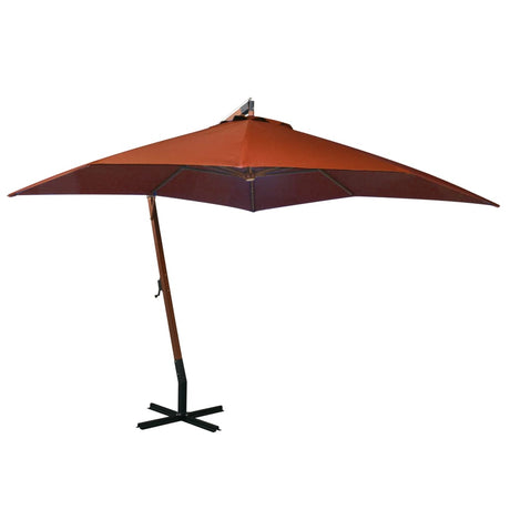 Vidaxl Floating Parasol med pol 3x3 m fast fyrretræ -træ terracotta lys