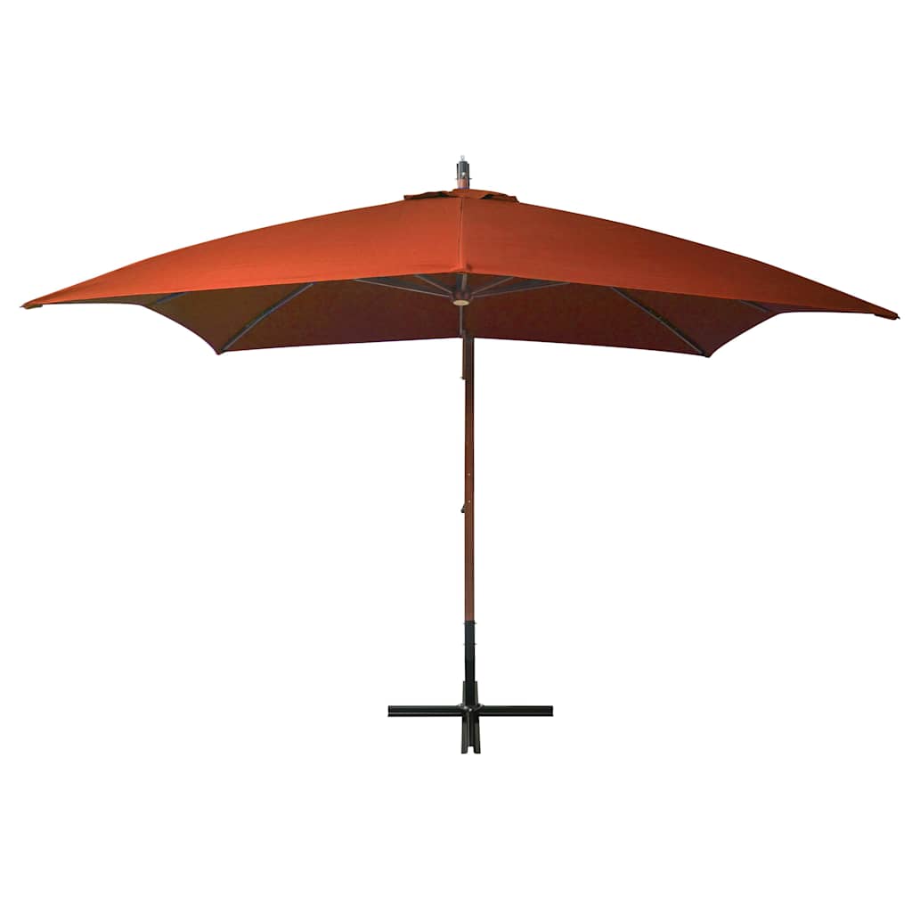 Vidaxl Floating Parasol med pol 3x3 m fast fyrretræ -træ terracotta lys