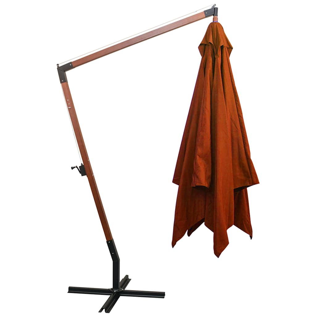 Vidaxl Floating Parasol med pol 3x3 m fast fyrretræ -træ terracotta lys