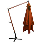 Vidaxl Floating Parasol med pol 3x3 m fast fyrretræ -træ terracotta lys