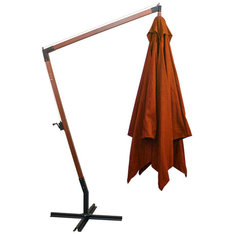 Vidaxl Floating Parasol med pol 3x3 m fast fyrretræ -træ terracotta lys