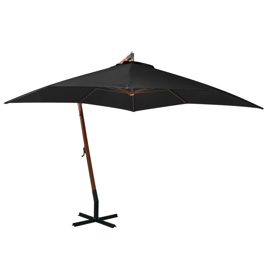 Vidaxl Floating Parasol med pol 3x3 m Solid Pinewood sort