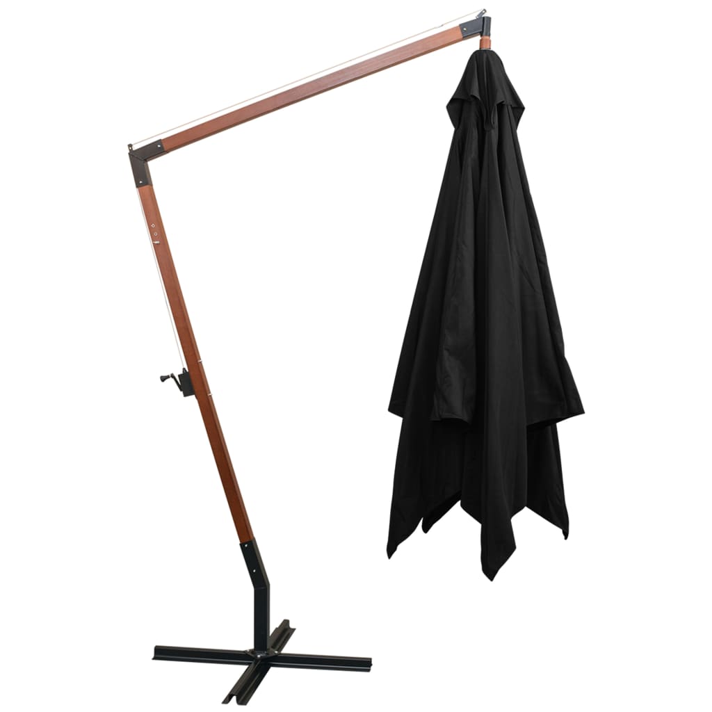 Vidaxl Floating Parasol med pol 3x3 m Solid Pinewood sort