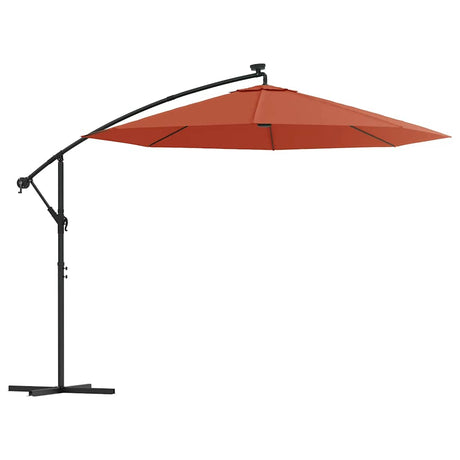 Vidaxl flydende parasol med LED -belysning og stålstang Terracotta -farve