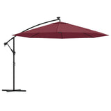 Vidaxl Floating Parasol med LED -belysning 350 cm Bordeaux rød