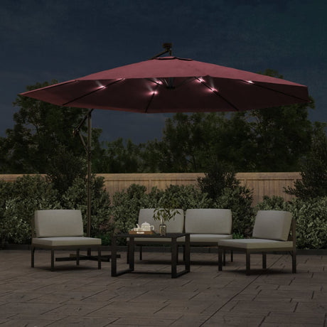 Vidaxl Floating Parasol med LED -belysning 350 cm Bordeaux rød