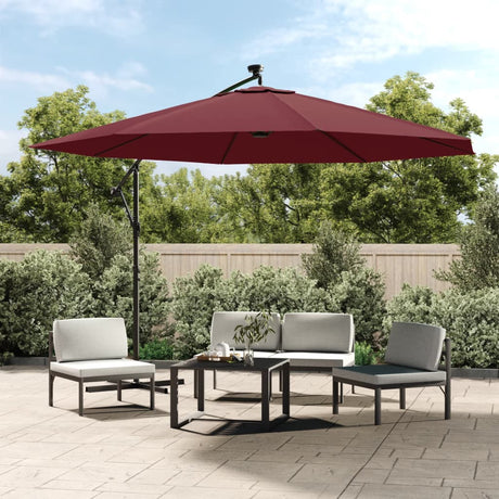 Vidaxl Floating Parasol med LED -belysning 350 cm Bordeaux rød