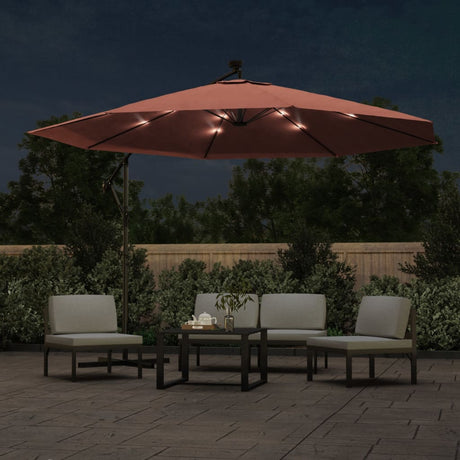 Vidaxl Floating Parasol med LED-belysning 350 cm Terracotta-farvet
