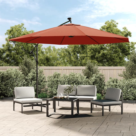 Vidaxl Floating Parasol med LED-belysning 350 cm Terracotta-farvet