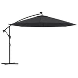 Vidaxl flydende parasol med LED -belysning 350 cm sort
