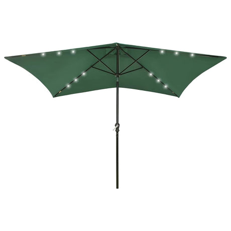 Vidaxl -parasol med lysdioder og stålstang 2x3 m grøn