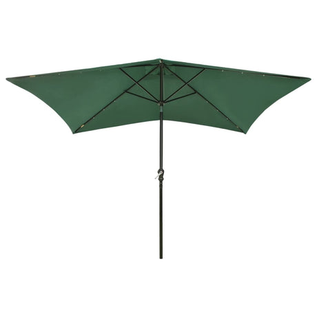 Vidaxl -parasol med lysdioder og stålstang 2x3 m grøn