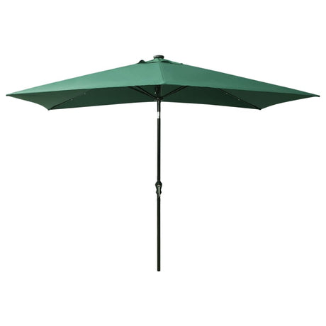 Vidaxl -parasol med lysdioder og stålstang 2x3 m grøn