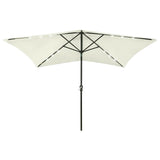 Vidaxl -parasol med lysdioder og stålstang 2x3 m sand