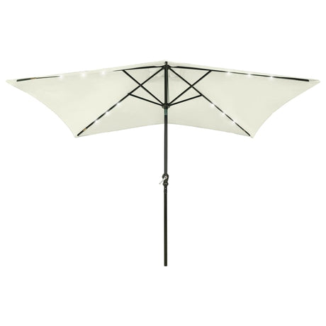 Vidaxl -parasol med lysdioder og stålstang 2x3 m sand