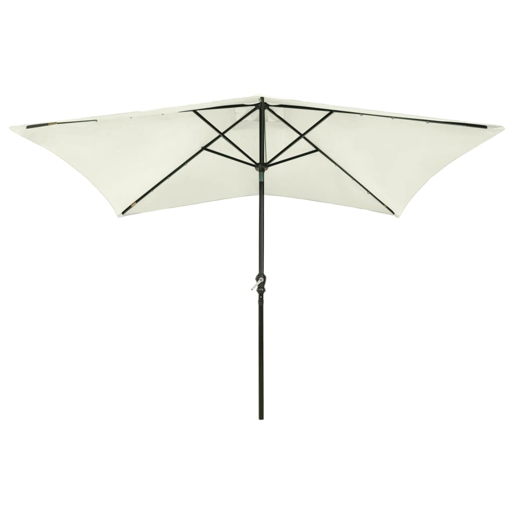 Vidaxl -parasol med lysdioder og stålstang 2x3 m sand