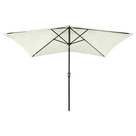 Vidaxl -parasol med lysdioder og stålstang 2x3 m sand